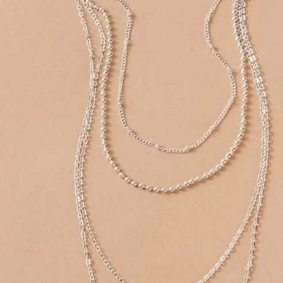 NEW Silver 2 pc Layered Lotus Water Drop Necklace - Picture 4 of 8